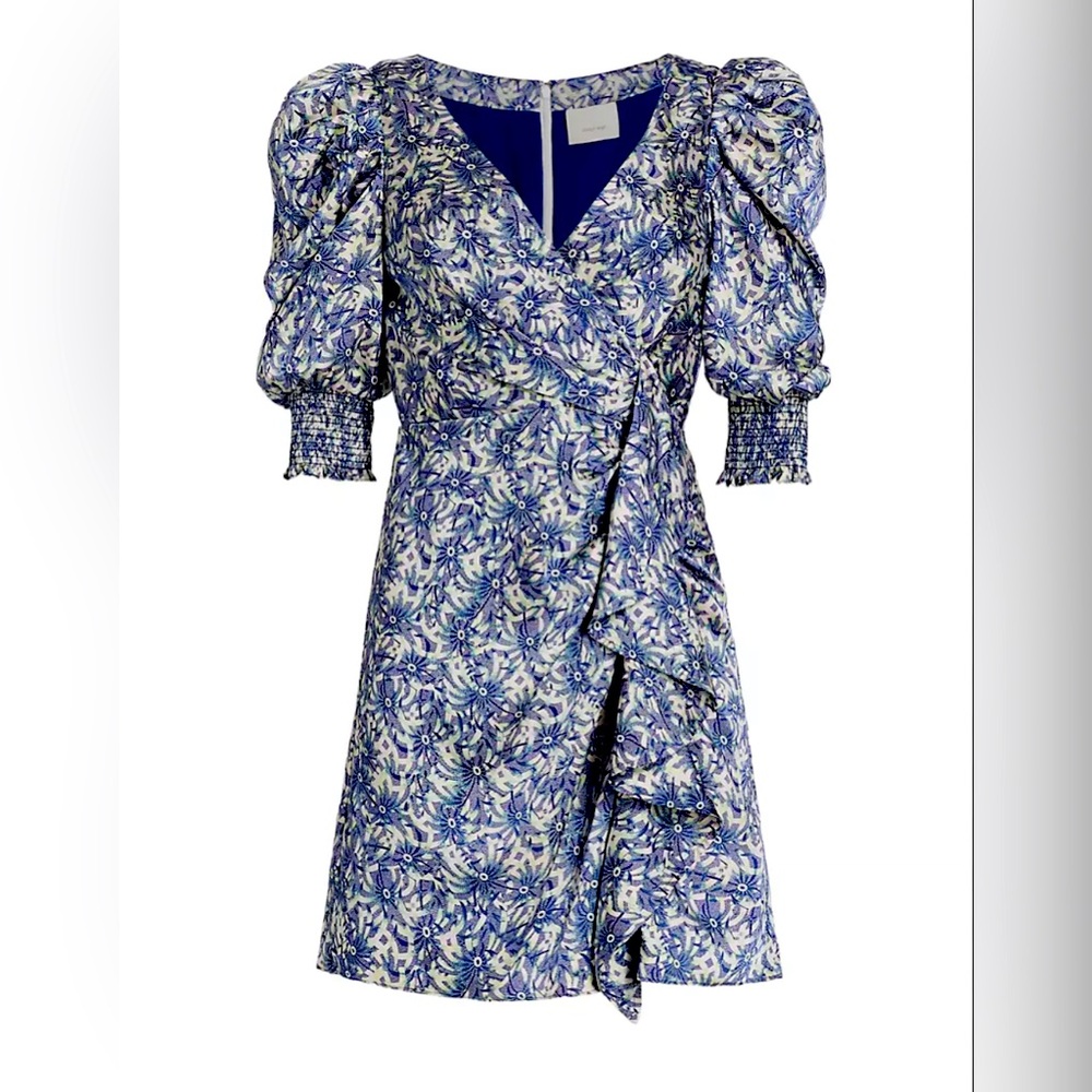 Cinq a Sept Lucinda Floral Print Ruffled Dress Women’s 2 Eclipse Multi Back Zip
